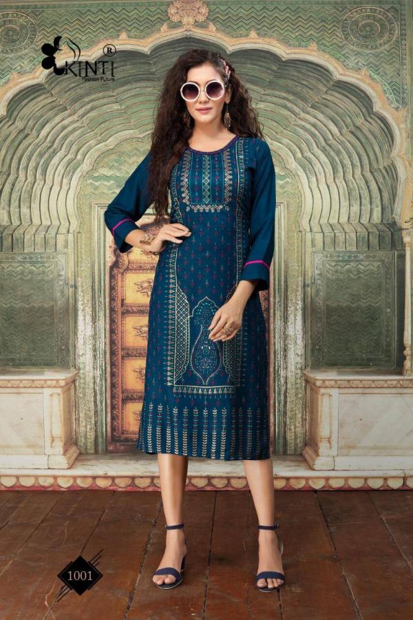 Kinti Afsana Rayon Fancy Foil Print Kurti